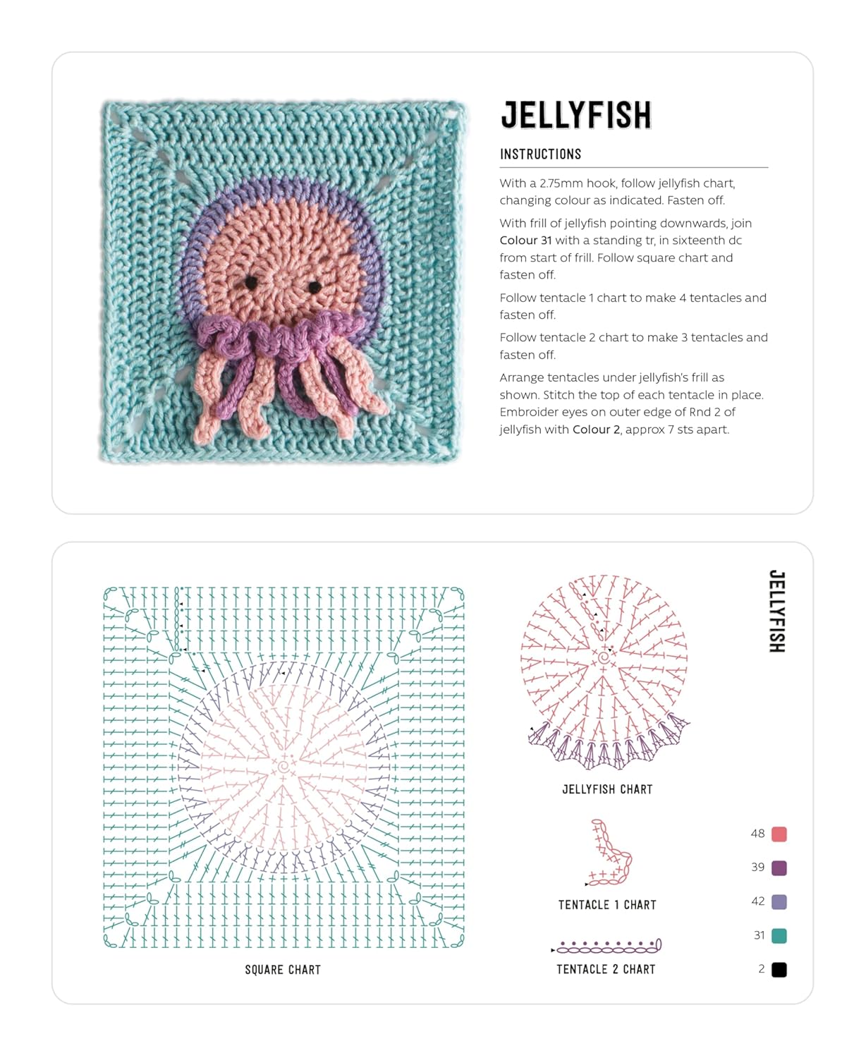 3D Granny Squares Cards: Crochet cards for 52 pop-up granny squares
