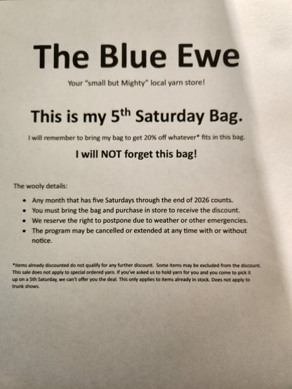 The Blue Ewe 5th Saturday Bag