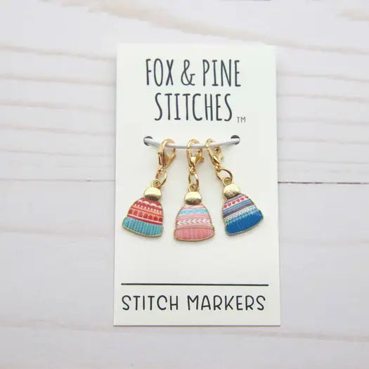 Warm and Cozy Enamel Stitch Markers and Progress Keepers from Fox & Pine