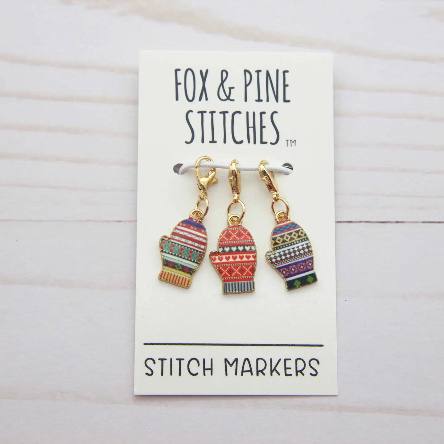 Warm and Cozy Enamel Stitch Markers and Progress Keepers from Fox & Pine