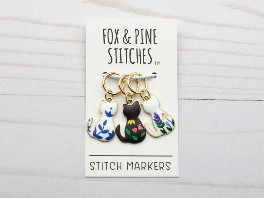 Enamel Cat Stitch Marker/Progress Keeper by Fox & Pine