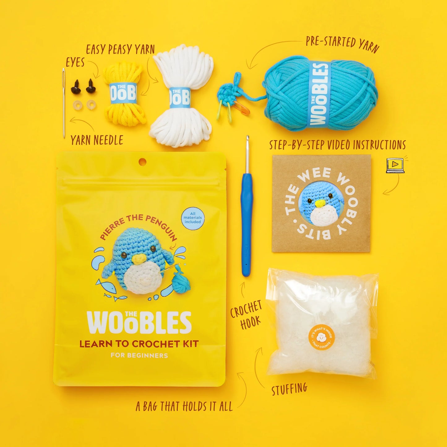 The Woobles - Kiki The Chick Beginner Crochet Kit